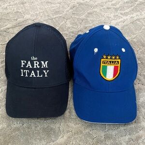 THE FARM Italy Black Mesh Baseball Cap & Blue Italia Crest Cap - 2-Pack